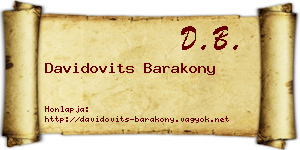 Davidovits Barakony névjegykártya